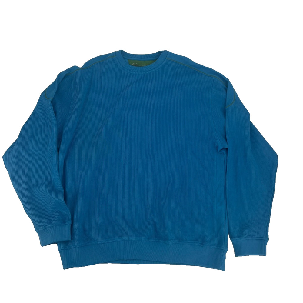 Page & Tuttle Mens Blue Shirt French Ribbed Long Sleeve Crewneck XL Cool Elite